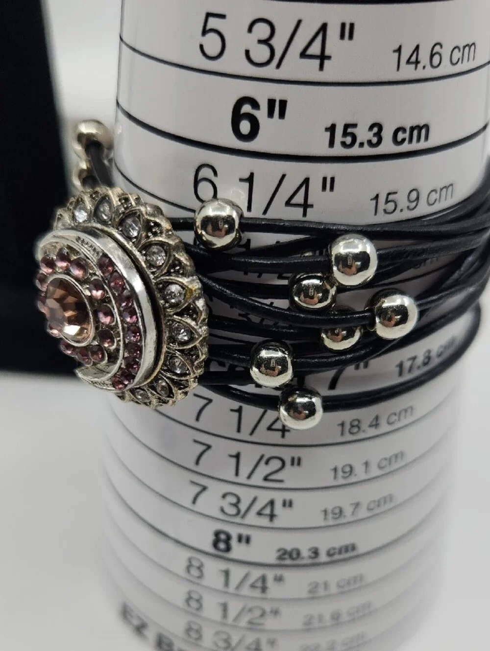 Four (4) Snap Black Cord and Bead Crystal Statement Bracelet - Four Designs